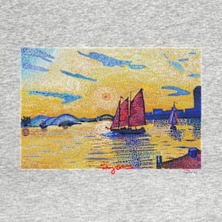 New York Sunset with sail boat T-Shirt